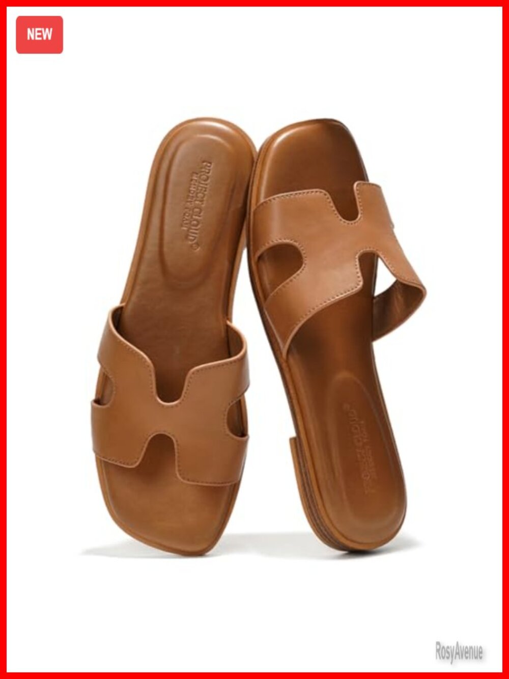 Genuine Leather Women's Flat Sandals Slip-On Comfort Memory Foam